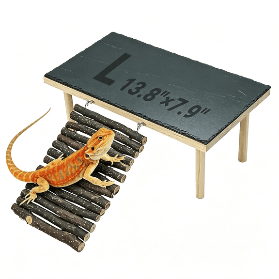 ZULAR Bearded Dragon Basking Rock Platform with Climbing Ramp Reptiles Hideout Hide Cave Reptile Tank Accessories Suit for Tortoise,Lizard,Toad,Gecko (Large)