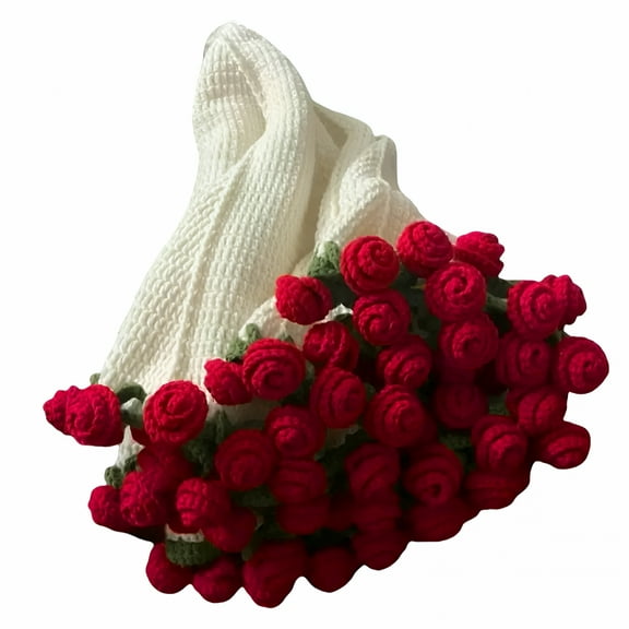 ZULAR Flower Bouquet Blanket,Crochet Flowers Rose Bouquets Blankets Handmade,Diy Crochet Throw Blankets with Tools,Handmade for Mother'S Day Birthday Home Decor(Red Rose,Material Package)