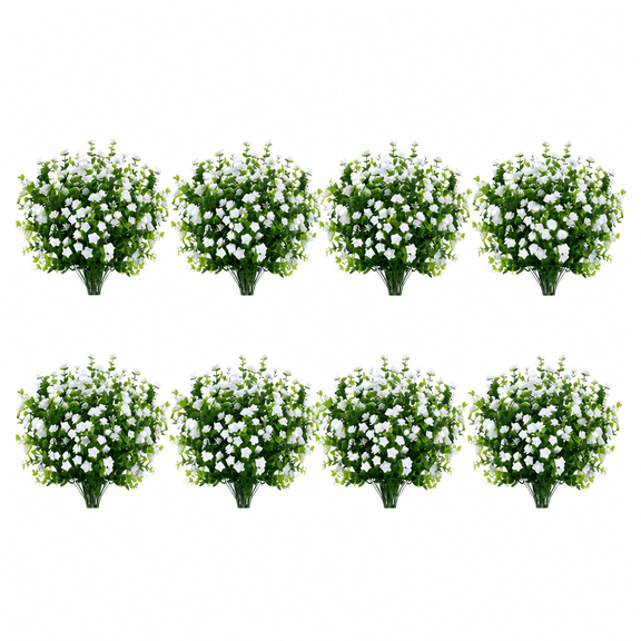 ZULAR Silk Flowers Artificial Flowers Outdoor Cemetery Flower Arrangements 8 Bundles Flower Decor UV Resistant for Garden Table Centerpieces