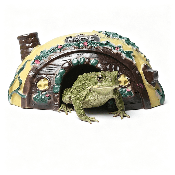 ZULAR Toad Frog House Resin Reptile Hide Cave for Outside Garden Tank|Irregular camouflage mossy stone shelter,fits turtle tarantula crab leopard geckos,small reptiles humid hideout accessories