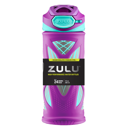 ZULU Echo Kids 12 fl oz Stainless Steel Insulated Water Bottle, Purple/Teal
