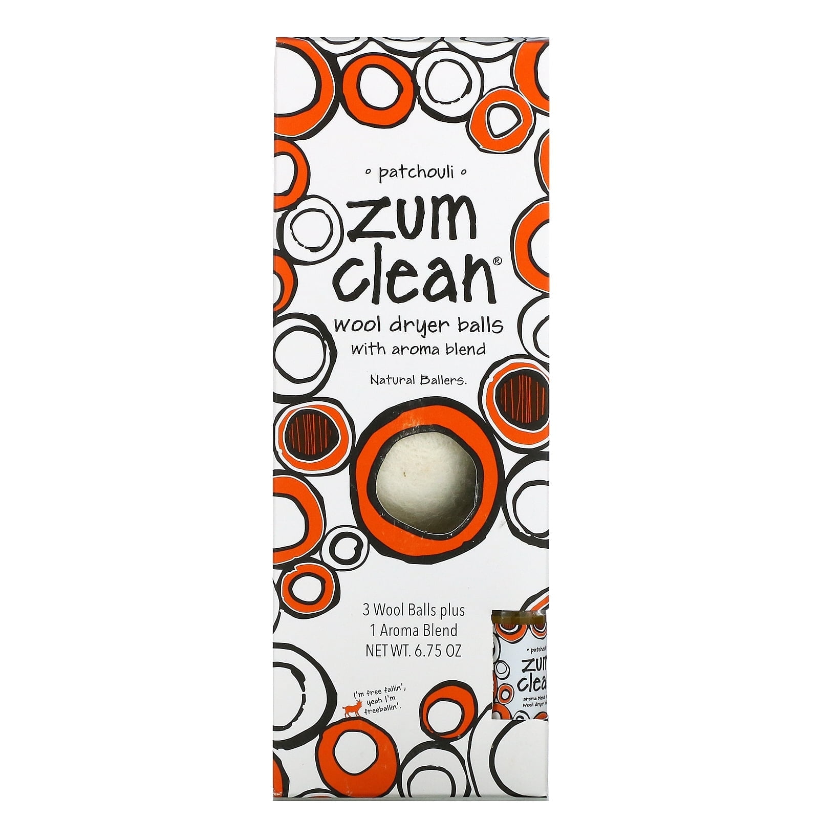 Zum Clean Patchouli Wool Dryer Balls Kit with Aroma Blend (3 Pack) ZUM Zum Clean Patchouli Aroma Blend for Wool Dryer Balls - 2 fl oz (59 ml)