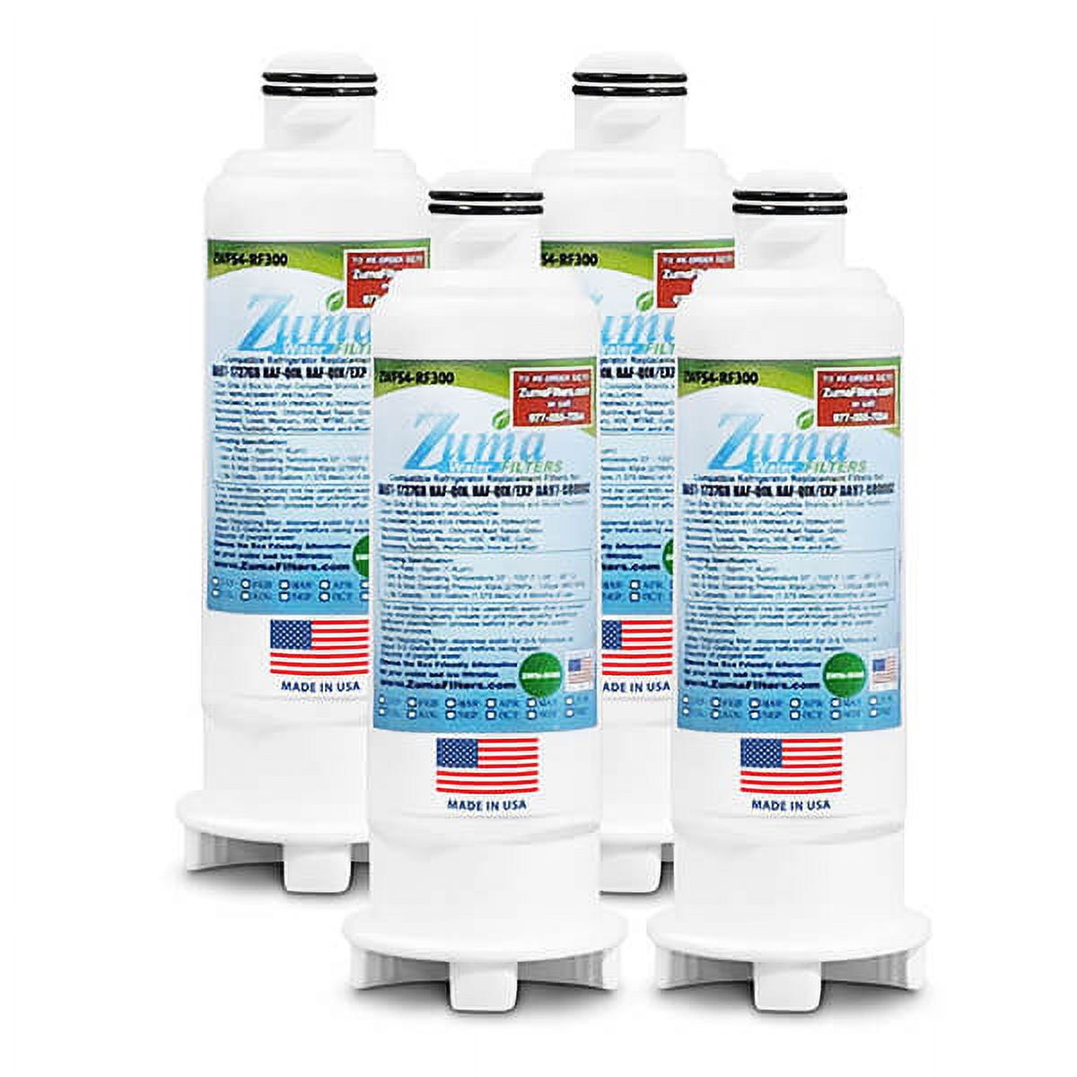 ZUMA Brand , Refrigerator Water Filter , Model # ZWFS4-RF300 , Compatible with HAF-QIN HAF-QIN/EXP DA97-17376B - 4 Pack - Made in U.S.A. - image 1 of 2