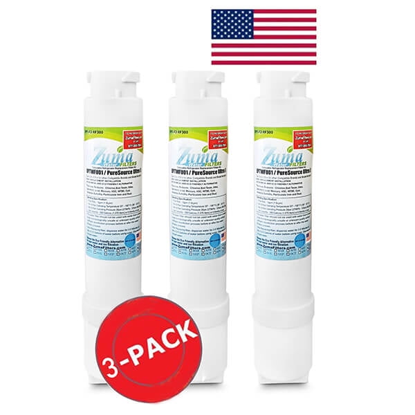 ZUMA Brand , Water and Ice Filter , Model # OPFF2-RF300 , Compatible with Frigidaire® / ELECTROLUX® EWF02 - 3 Pack - Made in U.S.A.