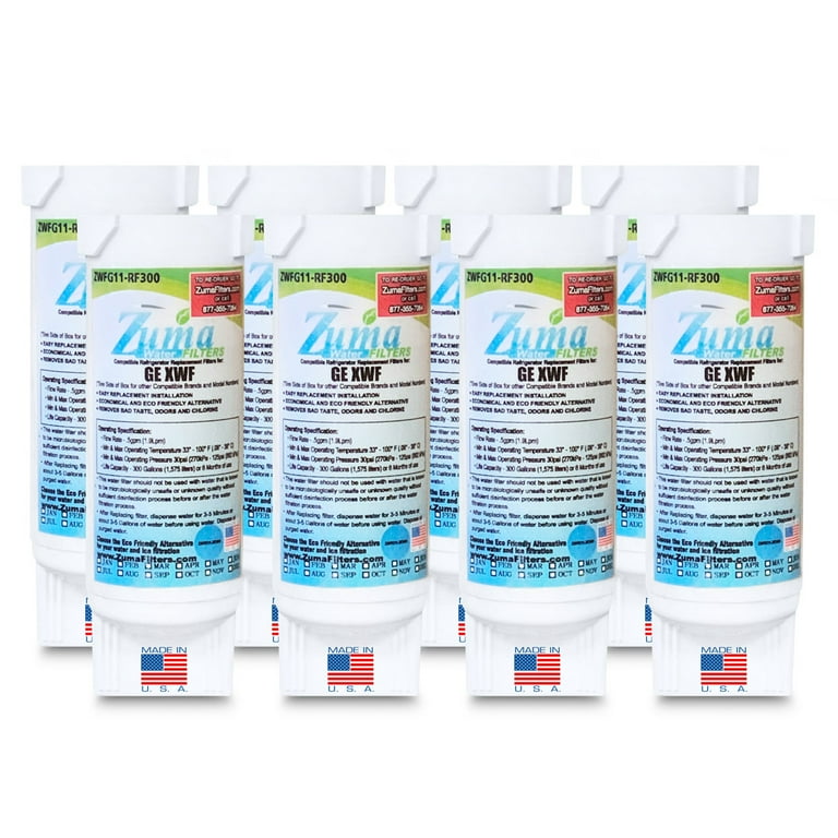 ZUMA Brand Water and Ice Filter Model ZWFG11 RF300 Compatible with GE GNE27 8 Pack Made in U.S.A