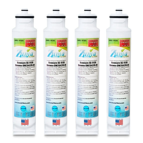 ZUMA Brand , Water and Ice Filter , Model # ZWFK1-RF300 , Compatible with Daewoo® / Kenmore® 73045 - 4 Pack - Made in U.S.A.