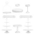 ZUMELER 9Pcs Cake Stand, White Metal CupCake Stand Holder Set for