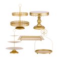 ZUMELER Gold 5Pcs Cake Stands Set Metal Round Cupcake Holder Cookies