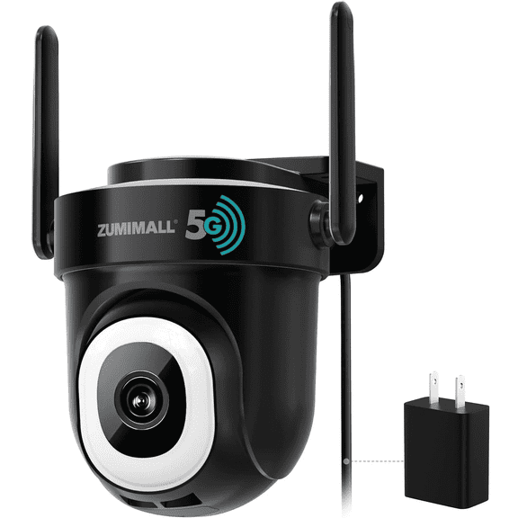 ZUMIMALL 2K/3MP Wired Outdoor Home Security Camera 5Ghz WiFi 24/7 Recording,Black
