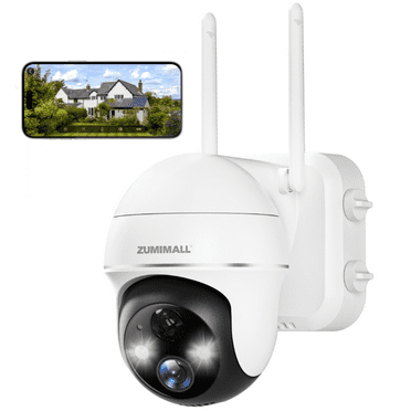 2K Security Camera Outdoor Wireless WiFi with 360° PTZ  ZUMIMALL Battery Powered Wireless Cameras for Home Surveillance  Spotlight &amp; Siren/PIR Detection/3MP Color Night Vision/2-Way