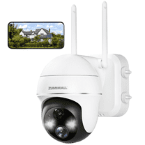 2K Security Camera Outdoor Wireless WiFi with 360° PTZ ZUMIMALL Battery Powered Wireless Cameras for Home Surveillance Spotlight & Siren/PIR Detection/3MP Color Night Vision/2-Way