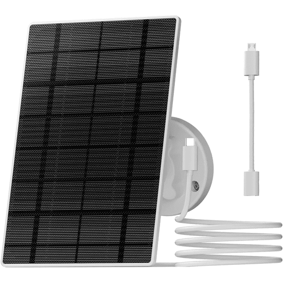 ZUMIMALL 3W Waterproof Solar Panel for Security Cameras, WhiteType C Port