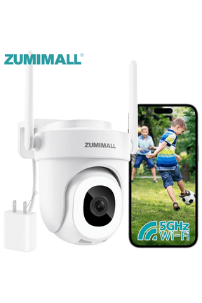 5MP Wired PTZ Security Camera, 5GHz WiFi, Indoor Outdoor, 360 View, Wired Power