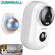 ZUMIMALL Magnetic No-Drill Mount, 2K Wireless Outdoor Security Camera, Battery Powered, 2.4GHz WiFi Home Surveillance