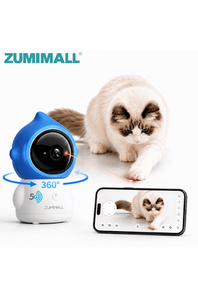 2K Pet Camera with App-Controlled Laser Toy, 360 PTZ Indoor Camera for Cats & Dogs, 5G WiFi, Motion Tracking, Night Vision & 2-Way Audio