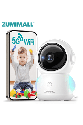 5G Baby Monitor, 2K Indoor Security Camera with Baby Cry Detection, One-Click Call, Auto Tracking, Support Alexa