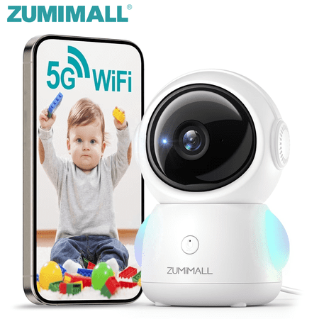 ZUMIMALL 5G Baby Monitor, 2K Indoor Security Camera with Baby Cry Detection, One-Click Call, Auto Tracking, Support Alexa