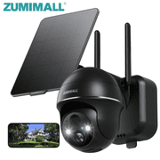 ZUMIMALL 2K Solar Security Camera Outdoor, 360  PTZ Wireless, 2.4GHz WiFi with Mount, Black
