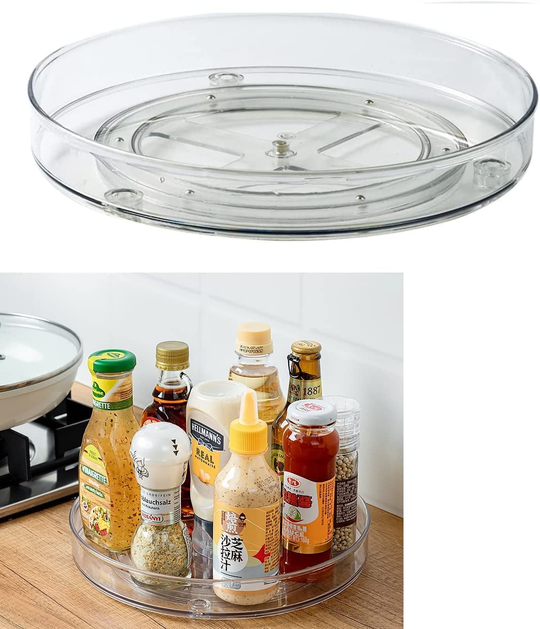 ZUMUSEN Lazy Susan Organizer,Turntable Spice Rack, 360 Rotating Turntable Organizer for Kitchen