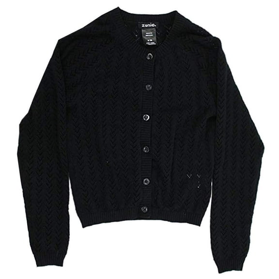 ZUNIE Girls Knit Cardigan (XS (3/4)) Black