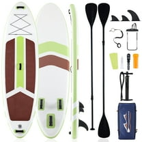 ZUNMOS 10.5'×33'' Inflatable Stand Up Paddle Board Non-Slip Deck, Durable Advanced Material and Complete SUP Accessories for All Skill Levels, Brown and Green