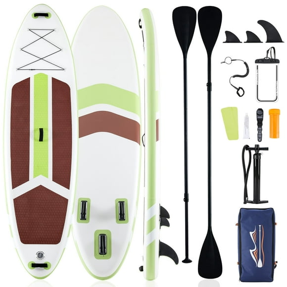 ZUNMOS 10.5'×33'' Inflatable Stand Up Paddle Board Non-Slip Deck, Durable Advanced Material and Complete SUP Accessories for All Skill Levels, Brown and Green