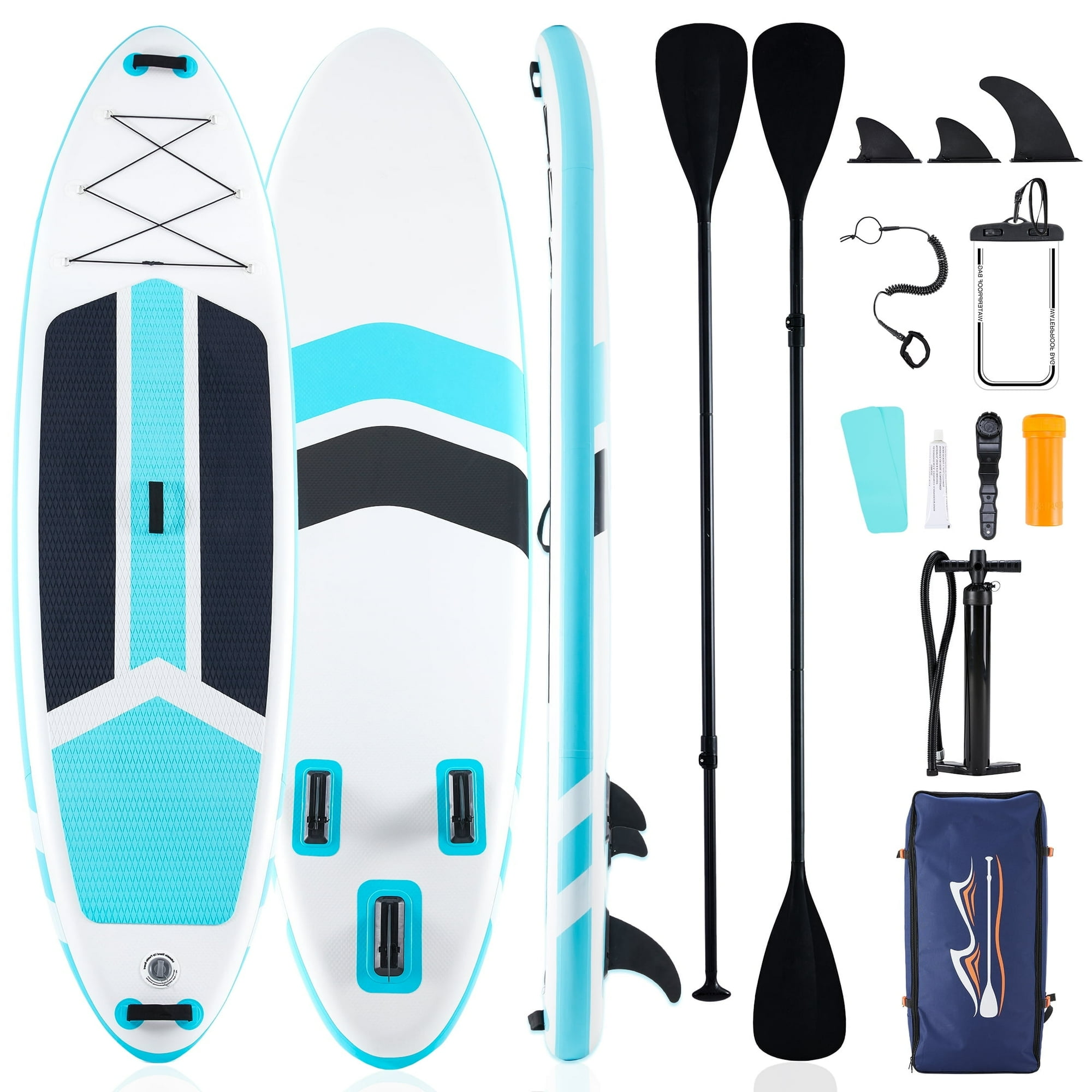 ZUNMOS 10.5'×33'' Inflatable Stand Up Paddle Board Non-Slip Deck, Durable Advanced Material and Complete SUP Accessories for All Skill Levels, Bule and Gray