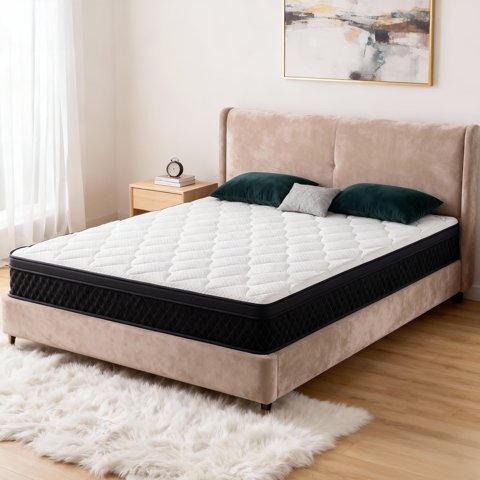 EDX 10 Inch Cal King Mattress and Spring Hybrid Foam for Pressure Relief, CertiPUR-US Certified Mattresses with Durable Support, Mattress in a Box, Medium Firm