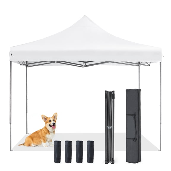 ZUNMOS 10x10 Pop Up Canopy Heavy Duty Waterproof Portable Tent with Sand Bags, White