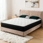 ZUNMOS 12 Inch Twin Mattress and Spring Hybrid Foam for Pressure Relief, CertiPUR-US Certified Mattresses with Durable Support, Mattress in a Box, Medium Firm