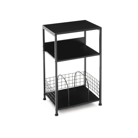 edx 3-Tier CD Storage Rack & Record Player Stand, Multi-Use Organizer with U-Shaped Dividers, Anti-Rust & Sturdy, for Home/Office/Bedroom,Black