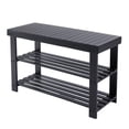 thumbnail image 1 of ZUNMOS 3-Tier Bamboo Shoe Rack Bench, 11.3 x 27.6 x 17.8 Inches Compact Storage Organizer with 286lb Capacity for Entryway, Bedroom and Living Room, Black, 1 of 8
