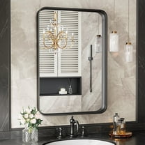 JOINSUN 30"x 22" Shatterproof Bathroom Mirror with Black Metal Frame - Tempered Glass, 2 Sided, Anti-Rust for Vanity Wall Decor