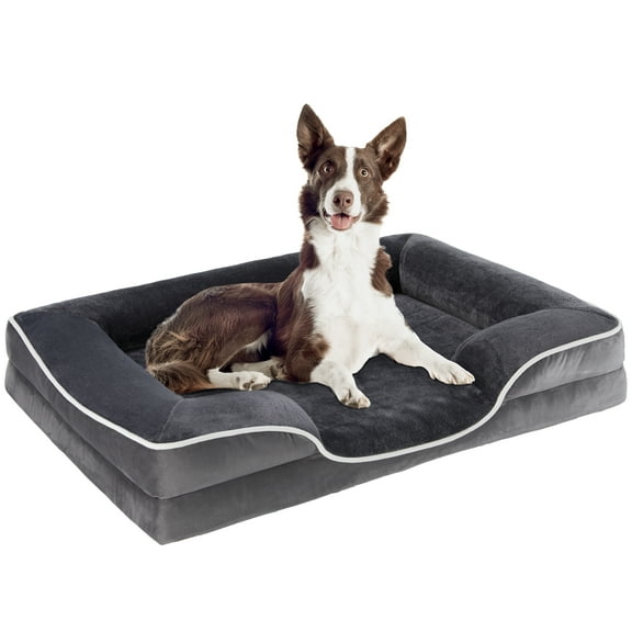 ZUNMOS 35" Large Orthopedic Dog Bed for Large Dogs with Non- Slip Bottom, Memory Foam Pet Bed, Dog Sofa with Machine-Washable Cover,Gray