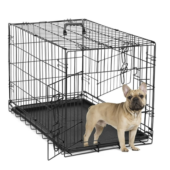 ZUNMOS 36" Medium Dog Crate Portable, Double-Door Design Dog Cage with Divider Panel for Indoor Outdoor Use