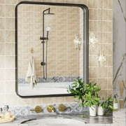 JOINSUN 36"x 24" Shatterproof Bathroom Mirror with Black Metal Frame - Tempered Glass, 2 Sided, Anti-Rust for Vanity Wall Decor