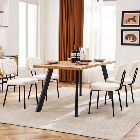 ZUNMOS 4 Sets of Mid-century Dining Chairs, Kitchen Chairs, White