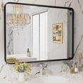 thumbnail image 1 of JIOABL 40"x 30" Shatterproof Bathroom Mirror with Black Metal Frame - Tempered Glass, 2 Sided，Anti-Rust for Vanity Wall Decor, 1 of 9