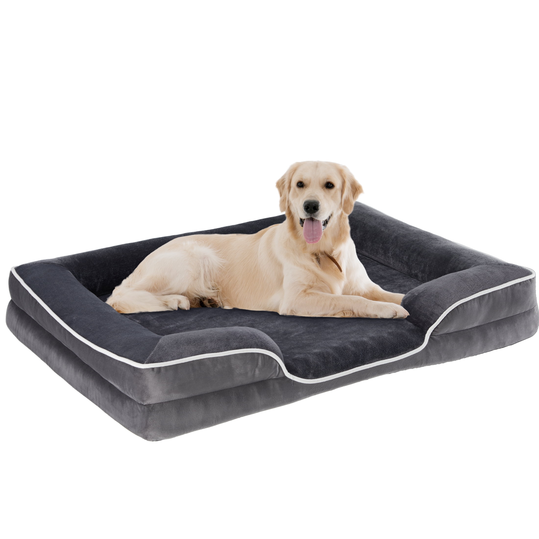 ZUNMOS 42" Extra Large Orthopedic Dog Bed for XL Dogs with Non- Slip Bottom, Memory Foam Pet Bed, Dog Sofa with Machine-Washable Cover,Gray
