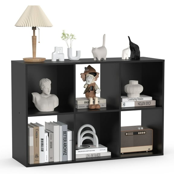 ZUNMOS 6 Cube Storage Organizer,Open Cube Storage Bookcase with 3 Removable Back Panels,for Living Room, Bedroom, Entrance Hall &Office, 36" L×11.6" W×24"H, Black