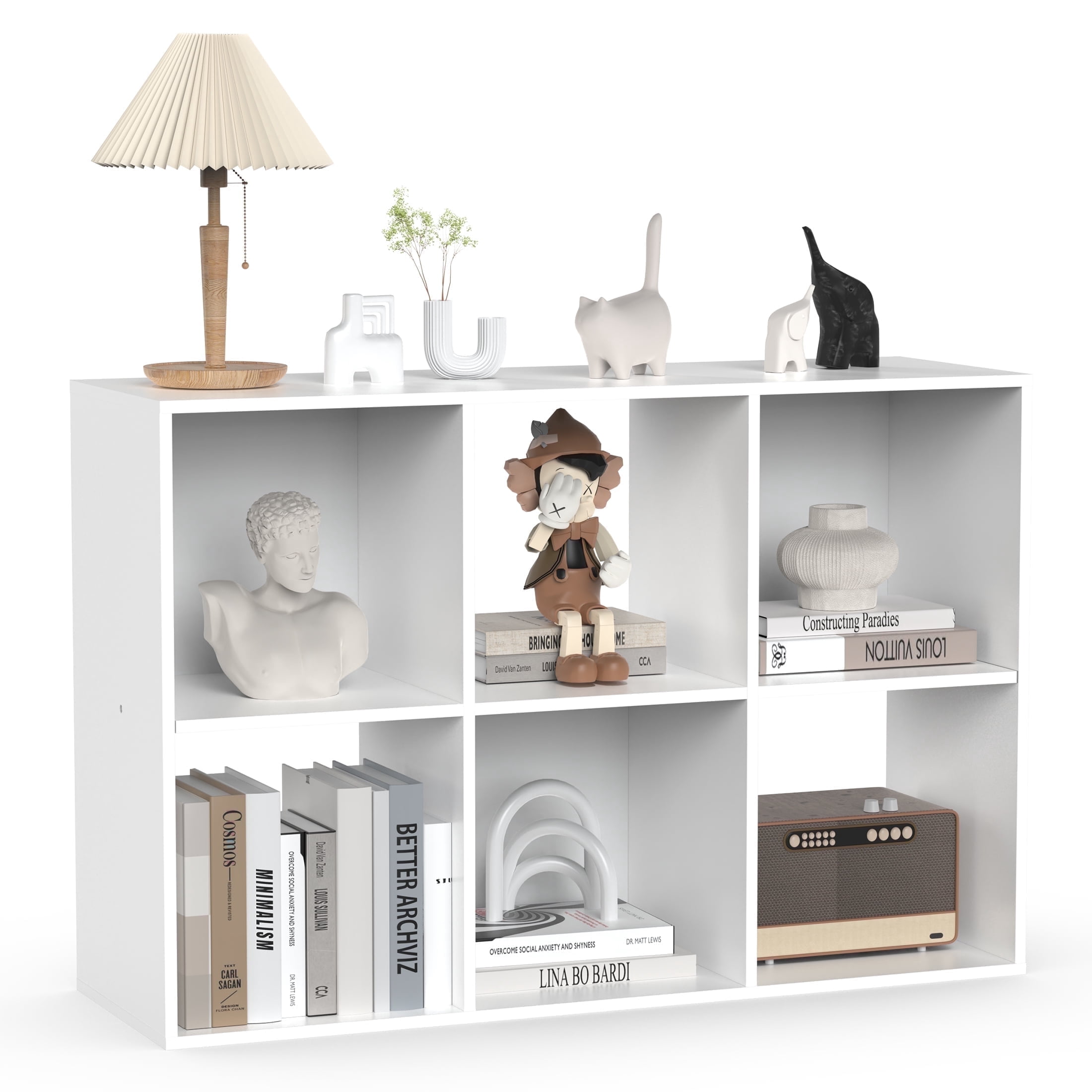 ZUNMOS 6 Cube Storage Organizer,Open Cube Storage Bookcase with 3 Removable Back Panels,for Living Room, Bedroom, Entrance Hall &Office, 36" L×11.6" W×24"H, White