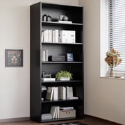 ZUNMOS 6 Shelf Bookcase, 63 Inch Tall Open Industrial Standing Bookshelf Large Storage for Home Office, Living Room, Bed Room, Black