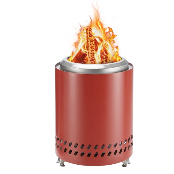 ZUNMOS 7 inch Portable Tabletop Fire Pit - Dual Fuel, Smokeless, 304 Stainless Steel, Free Carrying Bag, Red
