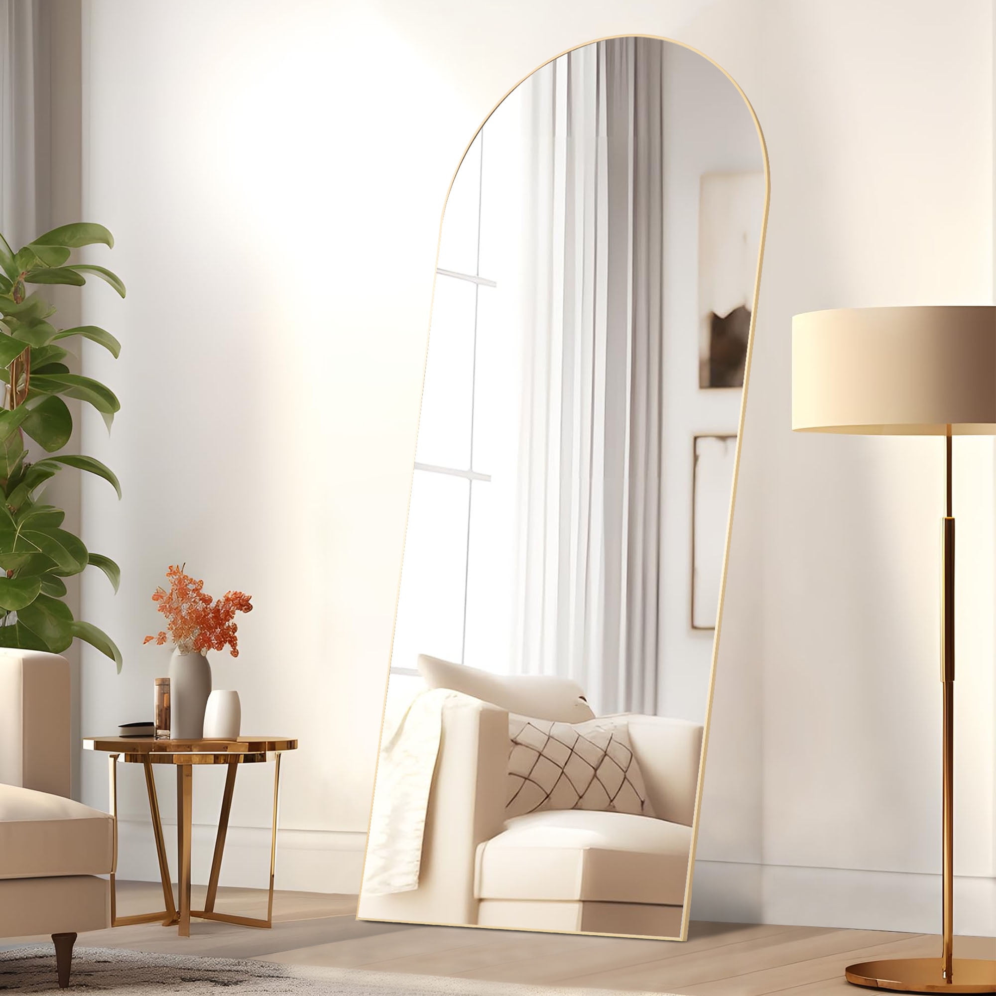 ZUNMOS 71"x30" Arched Full Length Mirror Rectangle Free Standing Wall