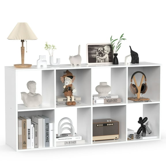 ZUNMOS 8 Cube Storage Organizer,Open Cube Storage Bookcase with 4 Removable Back Panels, for Living Room, Bedroom, Entrance Hall &Office ,47.7" L×11.6" W×24"H, White