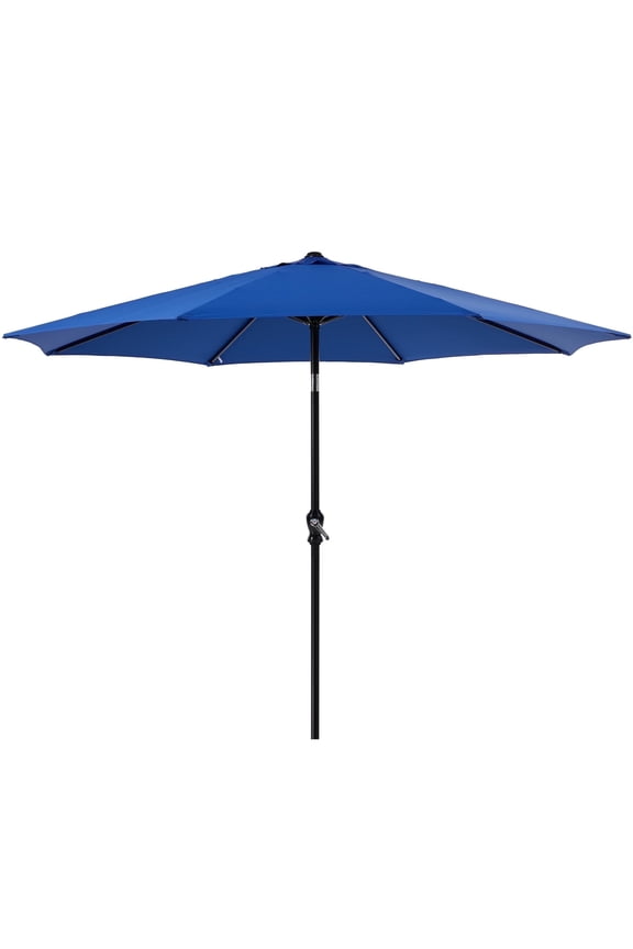 9FT Outdoor Patio Umbrella with Push Button Tilt and Crank Handle, Market Umbrella with 8 Sturdy Umbrella Ribs, UV Protection, Waterproof, Blue