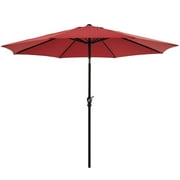 ZUNMOS 9FT Outdoor Patio Umbrella with Push Button Tilt and Crank Handle, Market Umbrella with 8 Sturdy Umbrella Ribs, UV Protection, Waterproof, Red