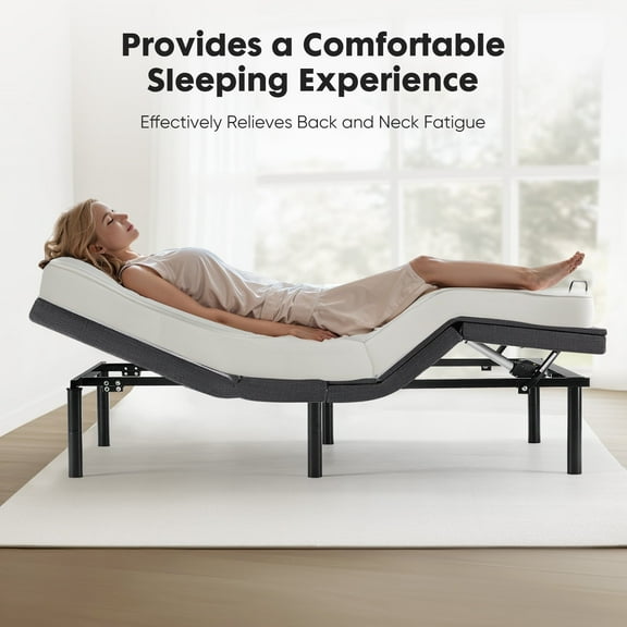 ZUNMOS Adjustable Bed Frame - Independent Head and Foot Tilt - Powerful Silent Motor - with Wireless Remote Control - Relax - Watch TV - Work - Read - Ergonomic - Motorized Bed Frame - Queen Size