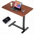 thumbnail image 1 of ZUNMOS Mobile Standing Portable Rolling Desk & Overbed Laptop Height Adjustable Work Table with Hidden Casters  for Home Office, Brown, 1 of 9