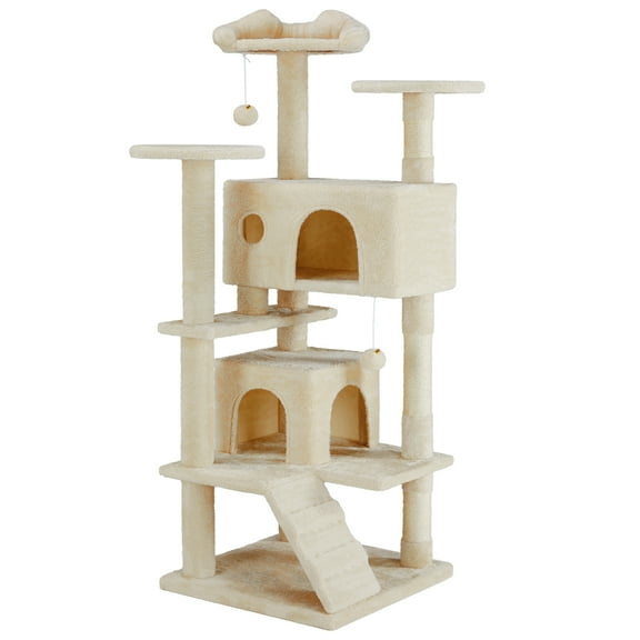 ZUNMOS Cat Tree Tower with Scratching Post for Indoor Cats, Multi-Level Activity Center Sturdy Cat Play Furniture, Beige